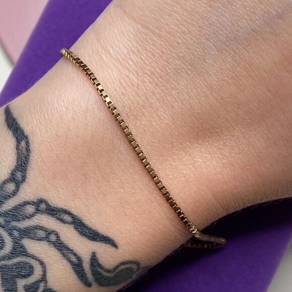 💛 Vintage 10k Yellow Gold Box Chain Bracelet - Picture 5 of 6